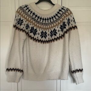 Moon River Cozy Soft White Fair Isle Knit Sweater M
